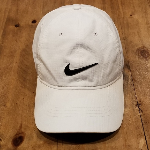 Nike Other - Nike Golf Hat Strap Back White Black Swoosh Lightweight Adjustable Tennis Run